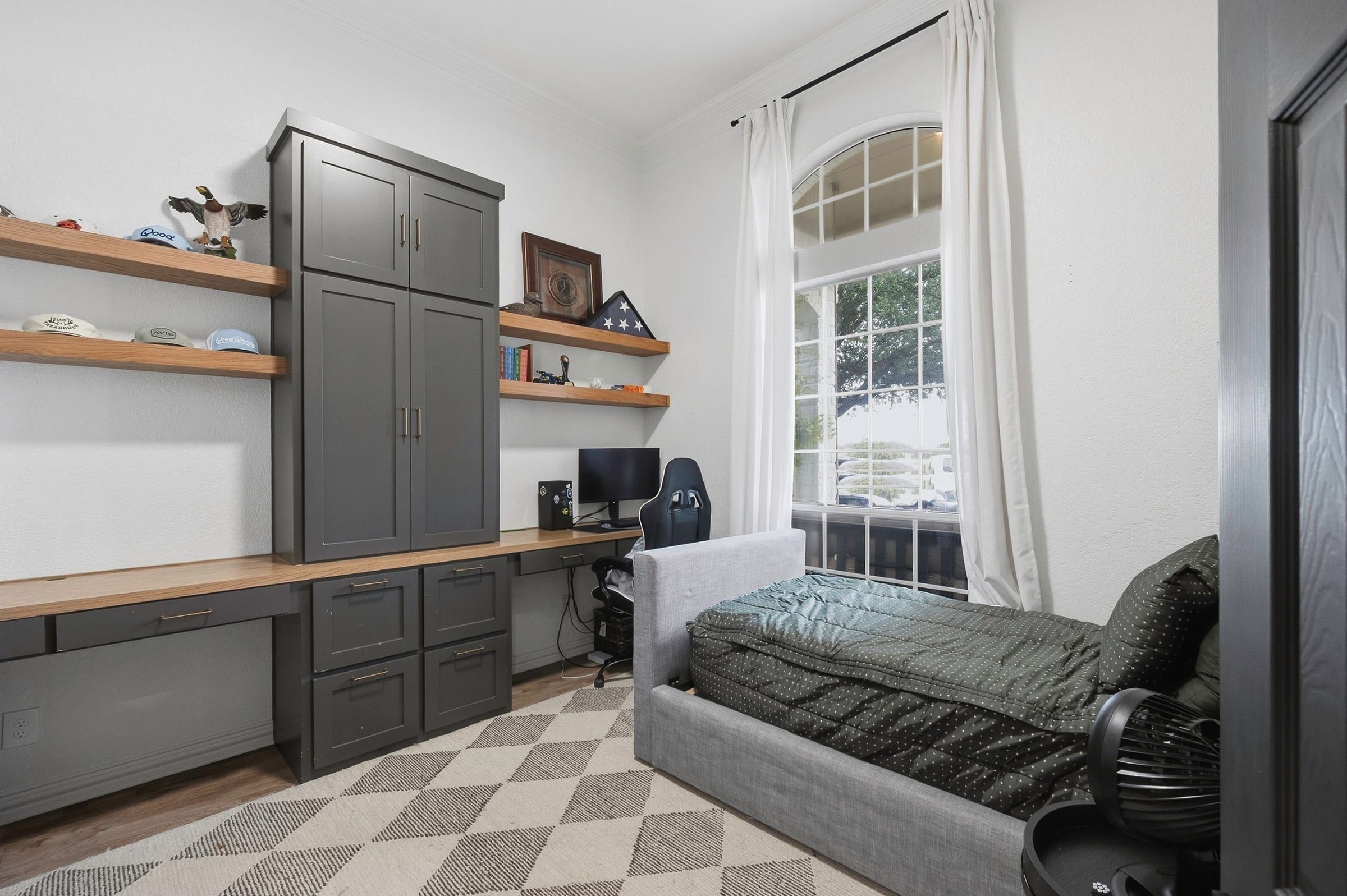 Remodeled office with custom cabinetry